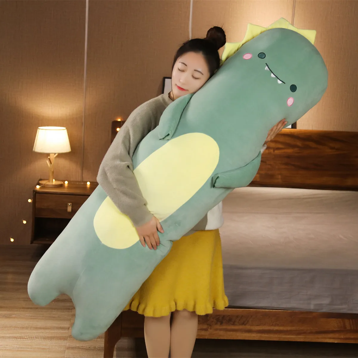 Симпатичная мягкая длинная подушка в виде единорога 130 см динозавр плюшевые