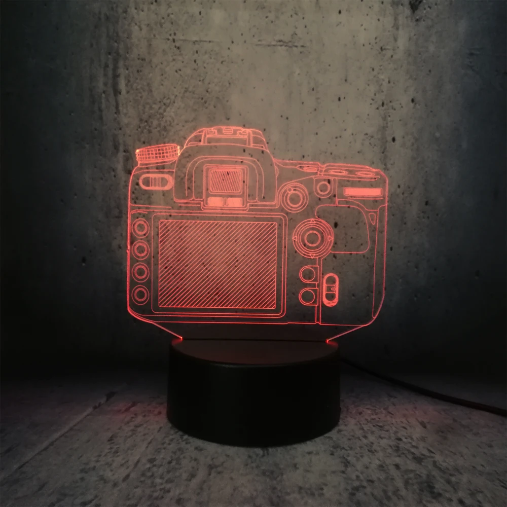 Модель камеры многоцветная изменение 3D лампа настольная декоративная рядом