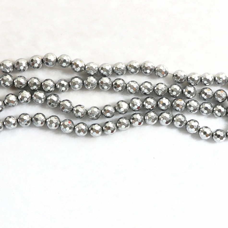 Горячая Серебристая гематит железная руда камень 4 мм 6 8 10 12 Круглые граненые