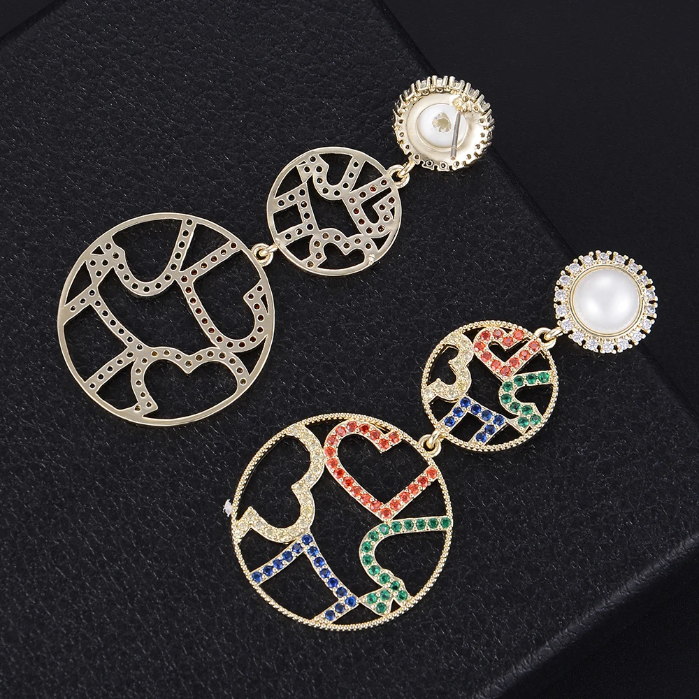 

LARRAURI Cubic Zirconia Women Wedding Party Engagement Daily Earring Jewelry Unique Heart Love Imitation Pearl Drop Earrings