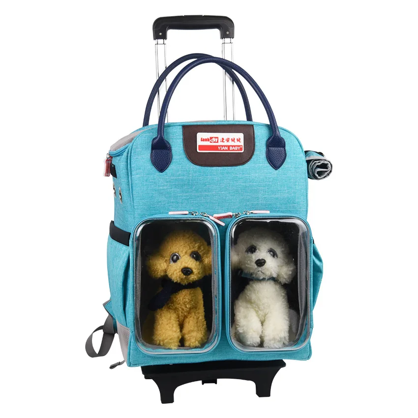 

2020 new large-capacity simple fashion high-end pet backpack pet trolley multi-functional dog outing backpack multi-pet backpack