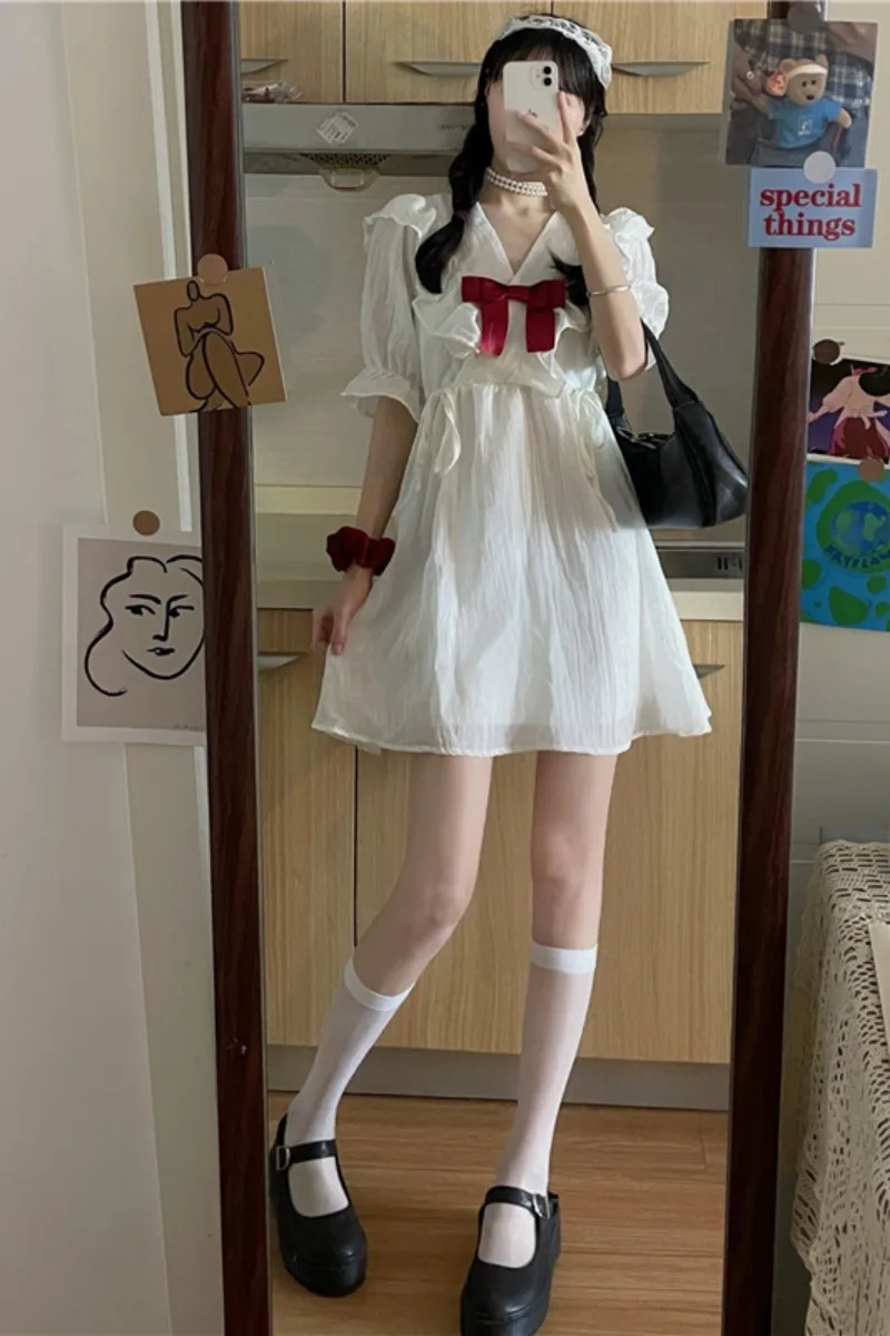

Xiannu chaoxiansen dress: new sweet and lovely white skirt for Xia 2021, first love skirt of Platycodon grandiflorum