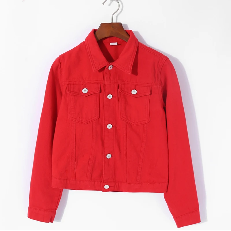

Denim Jacket Women Basic Coats 2020 New Autumn Fashion Female Long Sleeve Solid Button Casual Outerwear Short Denim Coats Jacket