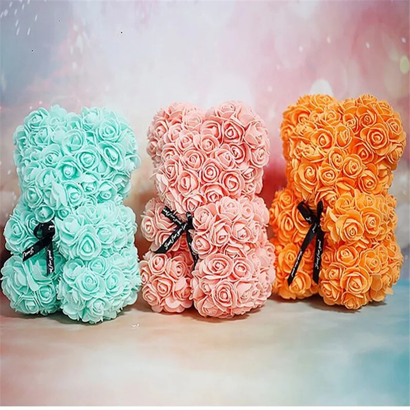 Подарки на день Святого Валентина 25 см красная роза Мишка розы искусственные