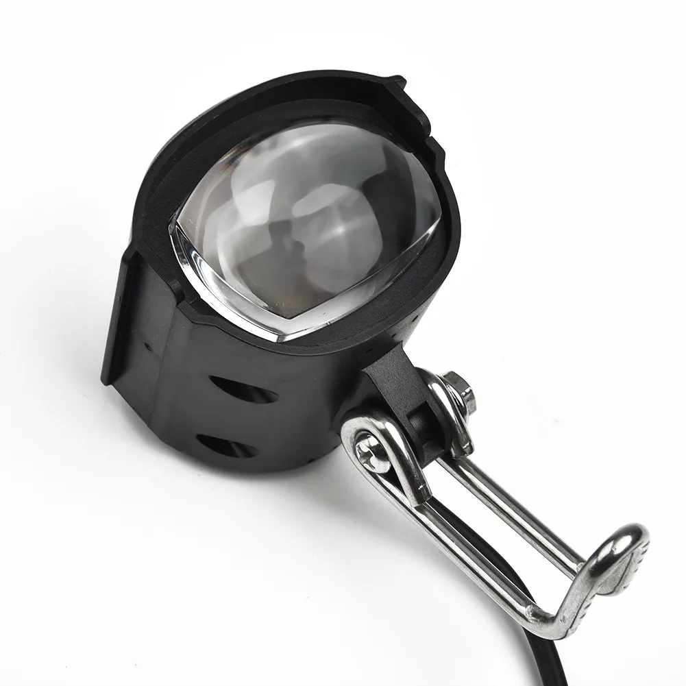 

Black 36-60V High Brightness LED Front Fork Light Ebike Headlight Spotlight W/ Horn 90-120DB ABS+Stainless Steel Bracket