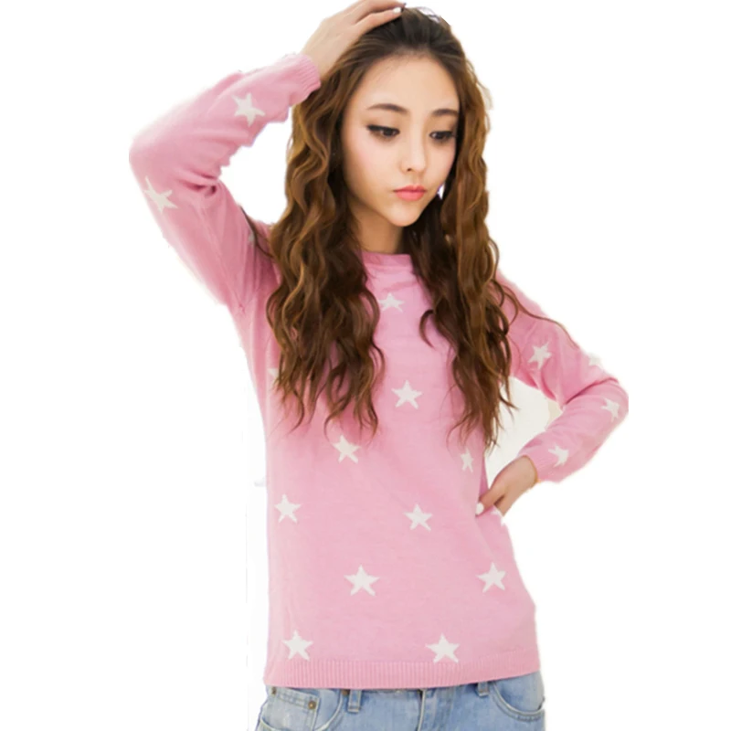 

Sweaters New Autumn Winter 2020 Women Fashion O-neck Pullover Sweaters Lady Long Sleeve Star Soft Women Cashmere Sweater YFY126