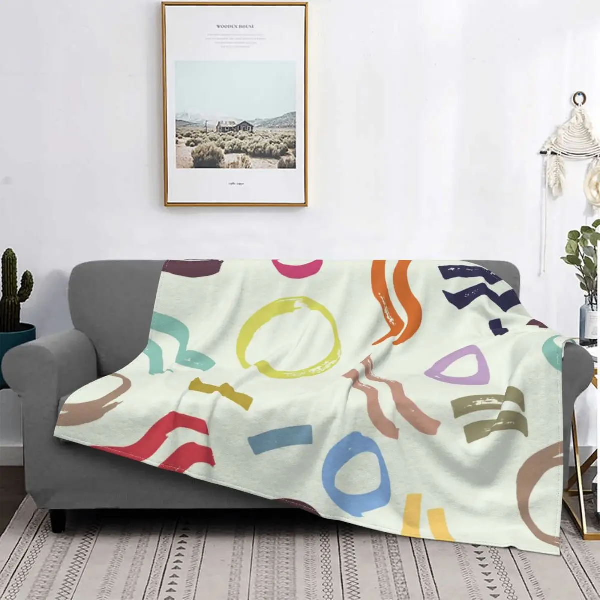 

Персонализированное Клетчатое одеяло в стиле граффити с цветным рисунком, хлопковое портативное Фланелевое покрывало для постельного бел...