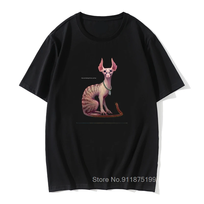 

Wrong Cat 2021 Newest Strange Hairless Sphynx Print Men Black T-shirt Short Sleeve Animal 3D Design Top T Shirt