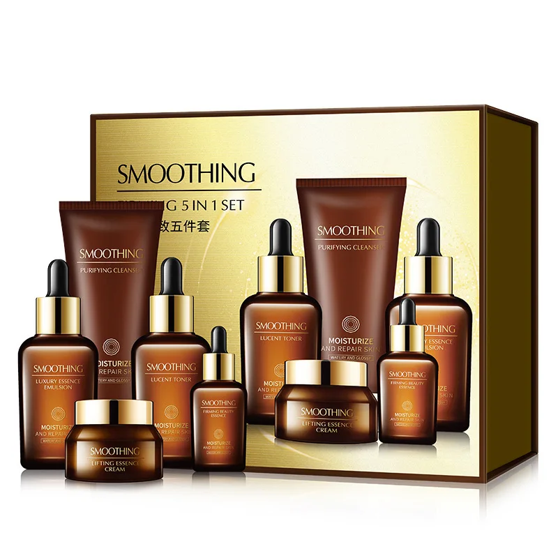 

Маленькая коричневая бутылка Ymh, мягкая и гладкая, укрепляющая и увлажняющая, набор из пяти предметов, Питательная, увлажняющая коробка для ...