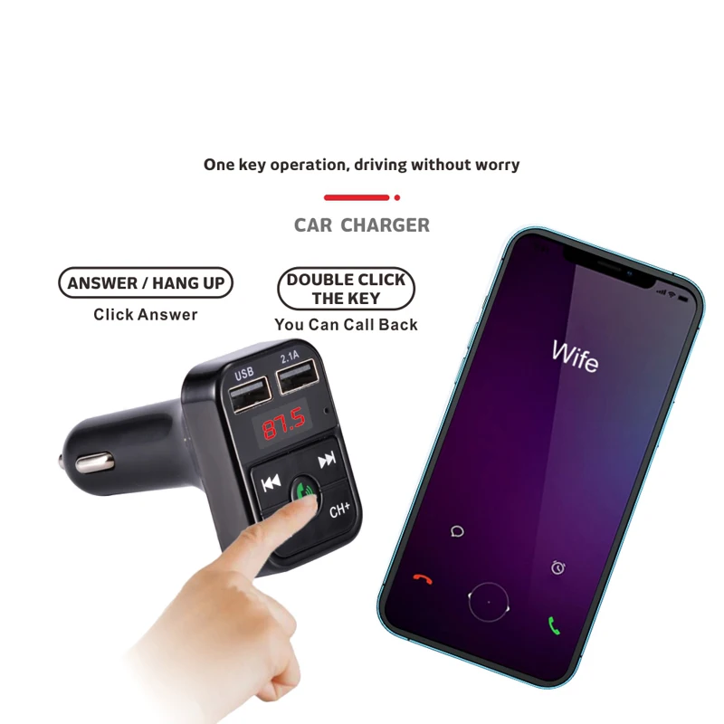 Автомобильный комплект громкой связи Bluetooth 5 0 FM-трансмиттер ЖК-дисплей mp3-плеер