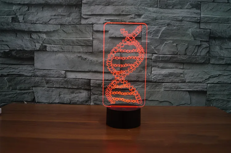 Светодиодный ночсветильник 3D 7 цветов модель ДНК настольная лампа с