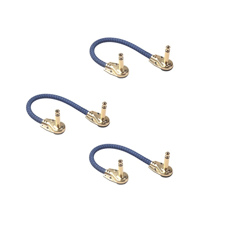 3PCS 20cm Guitar Effect Pedal Instrument Patch Cable 1/4inch Right-Angle Plug | Спорт и развлечения