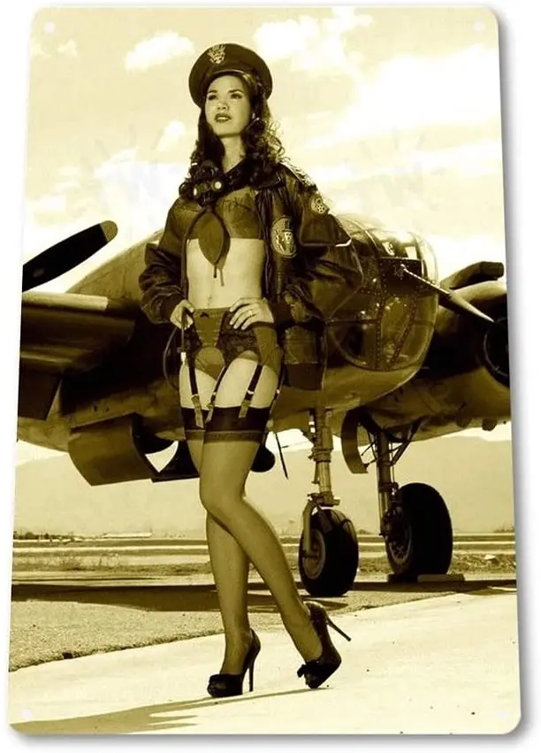 

Bomb Dropper WW2 Pinup Sexy Girl Vintage Retro Tin Sign Metal Sign TIN SIGN 7.8X11.8 INCH