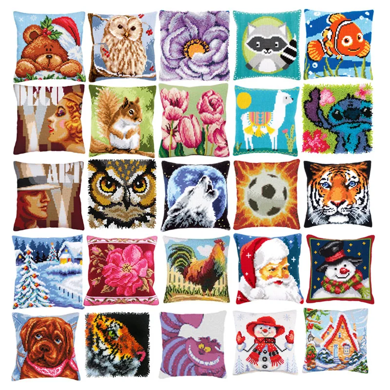 

Animal Tiger Cartoon Carpet Embroidery Pillow Knoop Pakket Needlework Set Latch Hook Cushion Button Package Decor