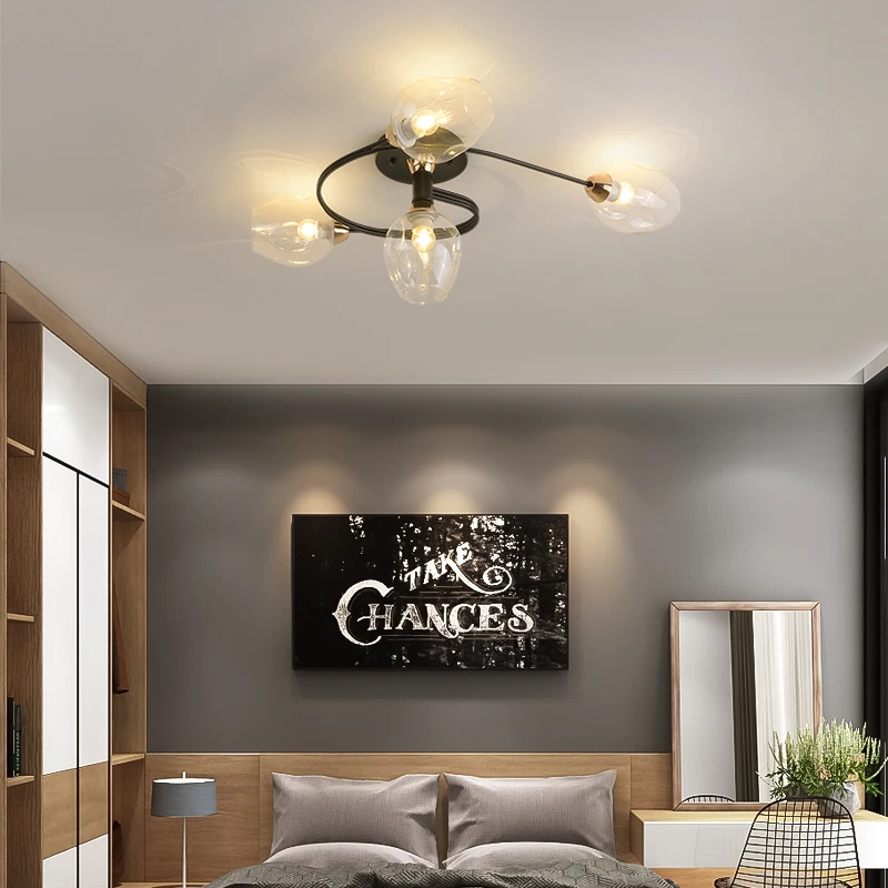 Nordic lamp Glass LED ceiling lights modern 4/6 led E27 lamps dining living room bedroom kitchen lighting fixture | Освещение