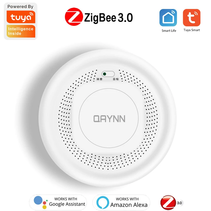 

Детектор дыма ZigBee Tuya, умный датчик Пожарной Сигнализации, управление через приложение, работает с Alexa Google Home