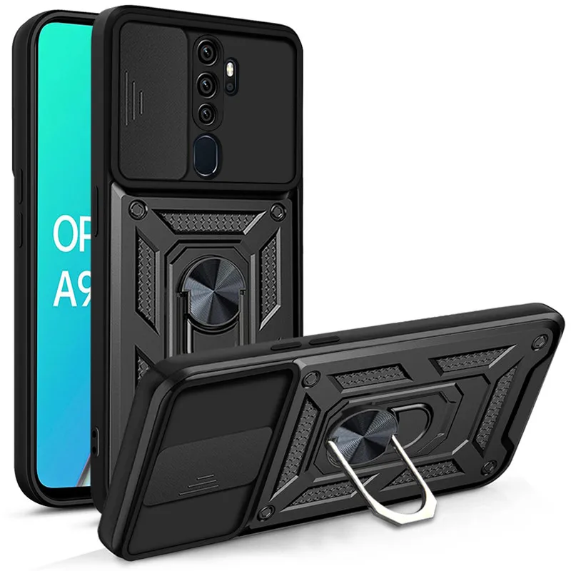 For OPPO A5 A9 2020 Case Shockproof Armor Magnetic Ring Stand Holder Back Cover for OPPO A3S A5S A7 Phone Cases
