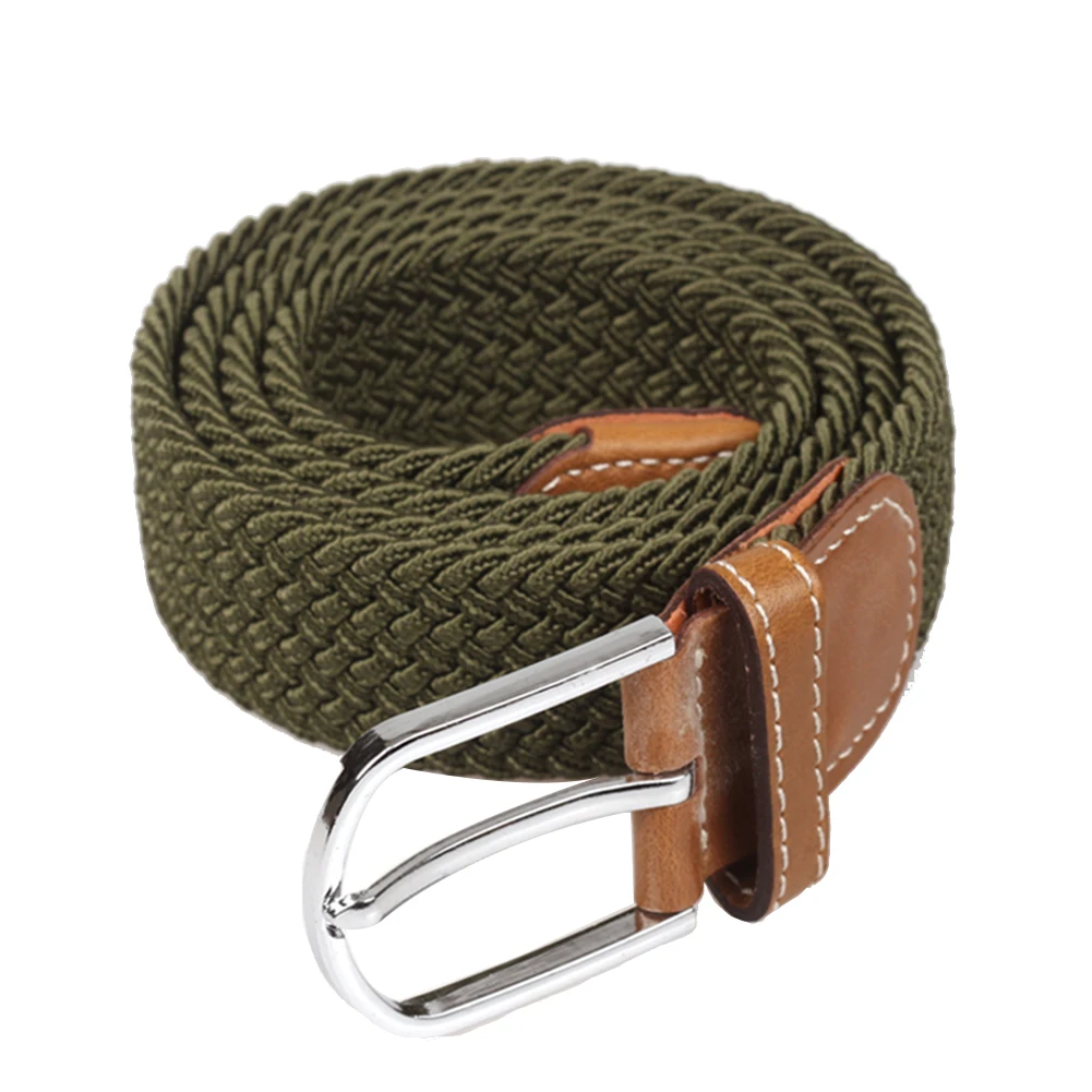 

Fashion Men Women stretch canvas elastic waist belt Braided Alloy Pin Buckle Waist BeltStrap Waistband