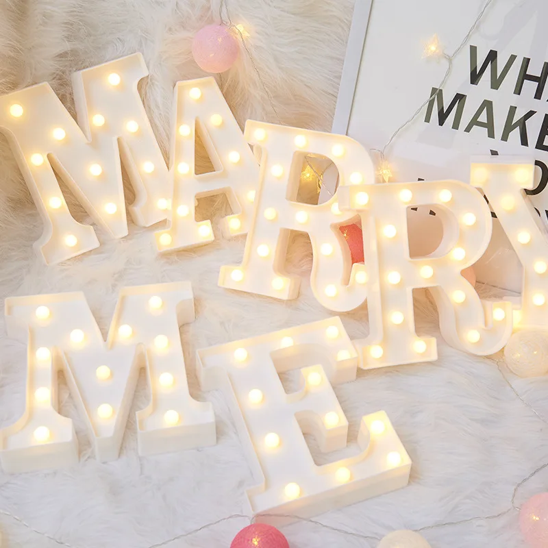 

26 Letter LED Night Lamp Christmas Ornament Sign Alphabet Light Hanging Lamp Indoor Decor Wedding Party Birthday Night Light