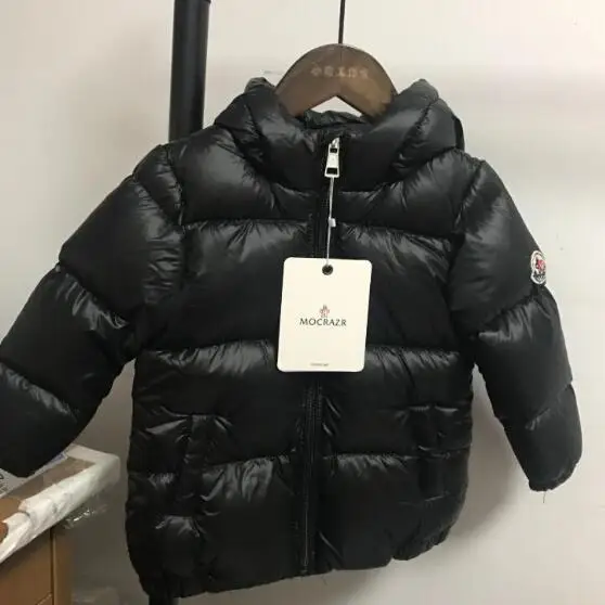 Children outwear boy and girl winter warm hooded coat children cotton padded clothes boy down jacket kids winter solid jackets - Цвет: Черный
