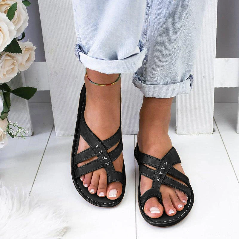 

Plus Size Euramerican Style Sandals Women Flat Clip Toe Sandals Slippers for Summer Beach Party H9