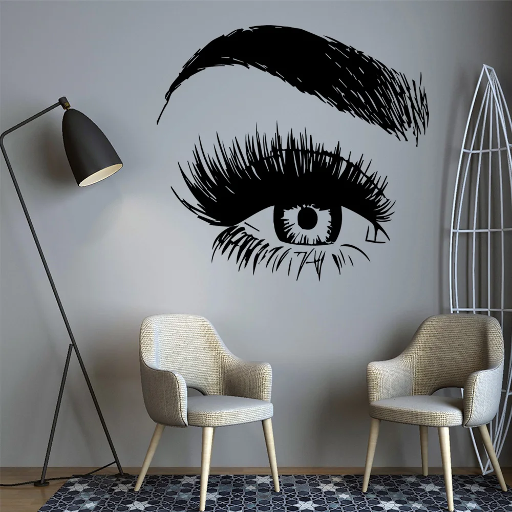 

Beauty salon Lash And Brows Eyes Vinyl Wall Sticker For Bedroom Living Room Make Up Salon Shop Decor Wall Decals Stickers Mural