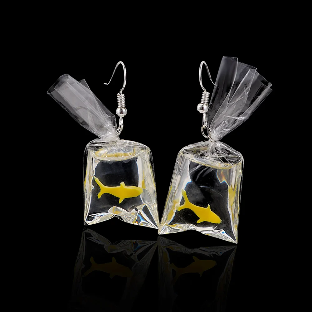 Женские акриловые серьги подвески Goldfish вечерние капли с забавными героями