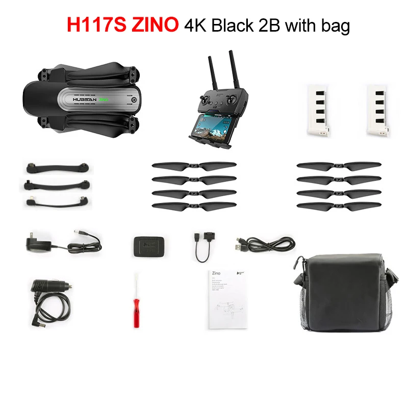 Hubsan H117S Zino gps 5,8 Г 1 км Складная рукоятка с видом от первого лица в формате 4 K UHD, Камера 3-осевому гидростабилизатору RC Дрон Квадрокоптер RTF высокое Скорость - Цвет: 4K 2B Black with bag