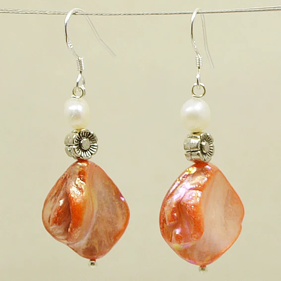 Серьги с белым жемчугом женские серебро 925 пробы|Серьги-подвески| |