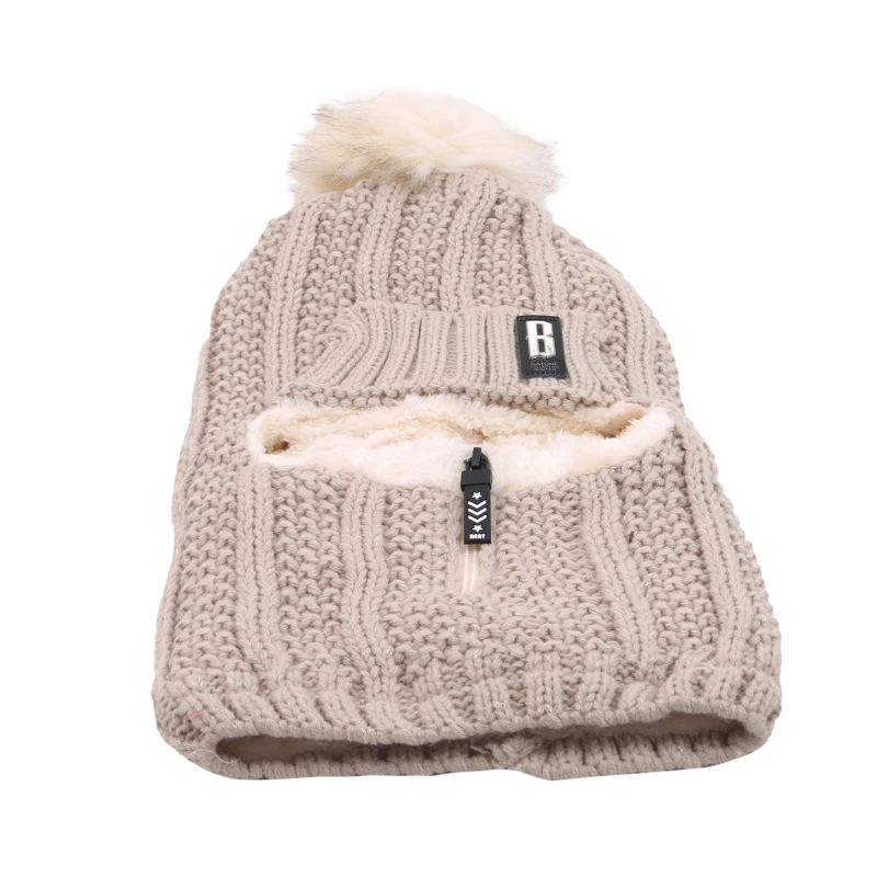 Женская вязаная Лыжная шапка набор шапки для женщин ветрозащитная зимняя теплая