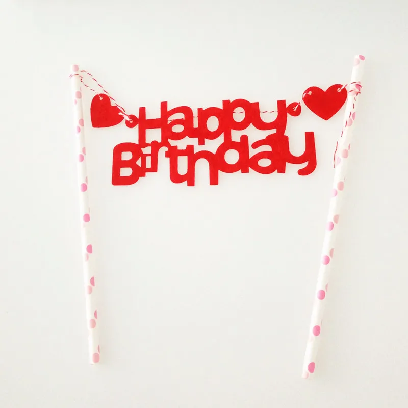 1 шт DIY сладкое сердце с днем рождения торт флаг детский душ Топпер День Рождения