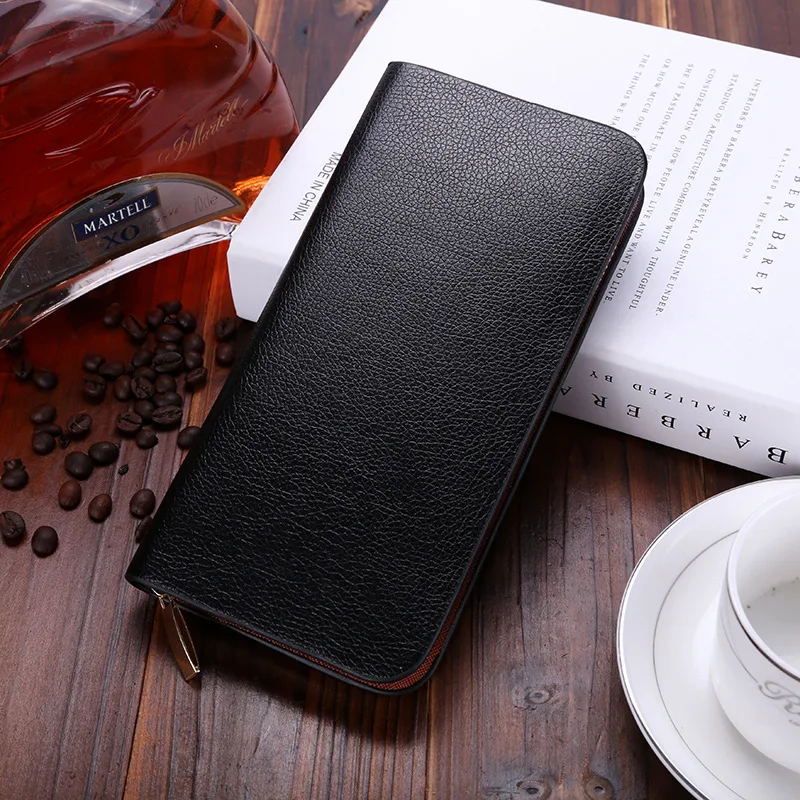 

New Style MEN'S LONG Pattern Wallet Zipper Fashion Clutch Bag Business Casual Men's Leather Wallet