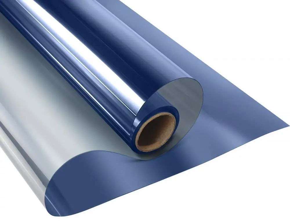 Теплоизоляционная стеклянная пленка длиной 3 м темно синяя Серебристая