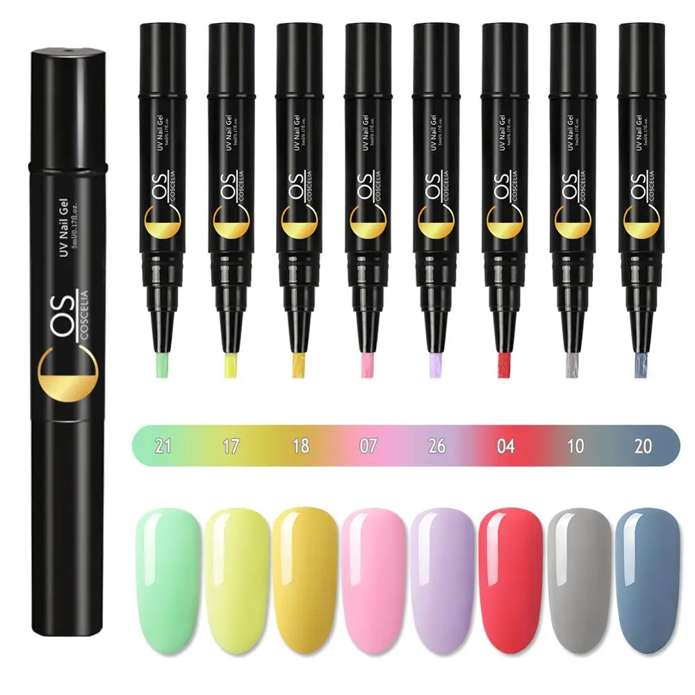 8PC SET 06 COSCELIA, 3 в 1, один шаг, ногтей, доттер для гель-лака, блеск, один шаг, Гель-лак для ногтей, легко использовать УФ-гель, не нужно базовое верхнее покрытие - Цвет: 8PC SET 06