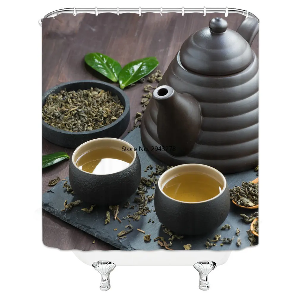 

3D Printing Chinese Architecture Ink painting Bath Screens Bathroom Shower Curtain Drama Mask Decor Multi-size Shower Curtain