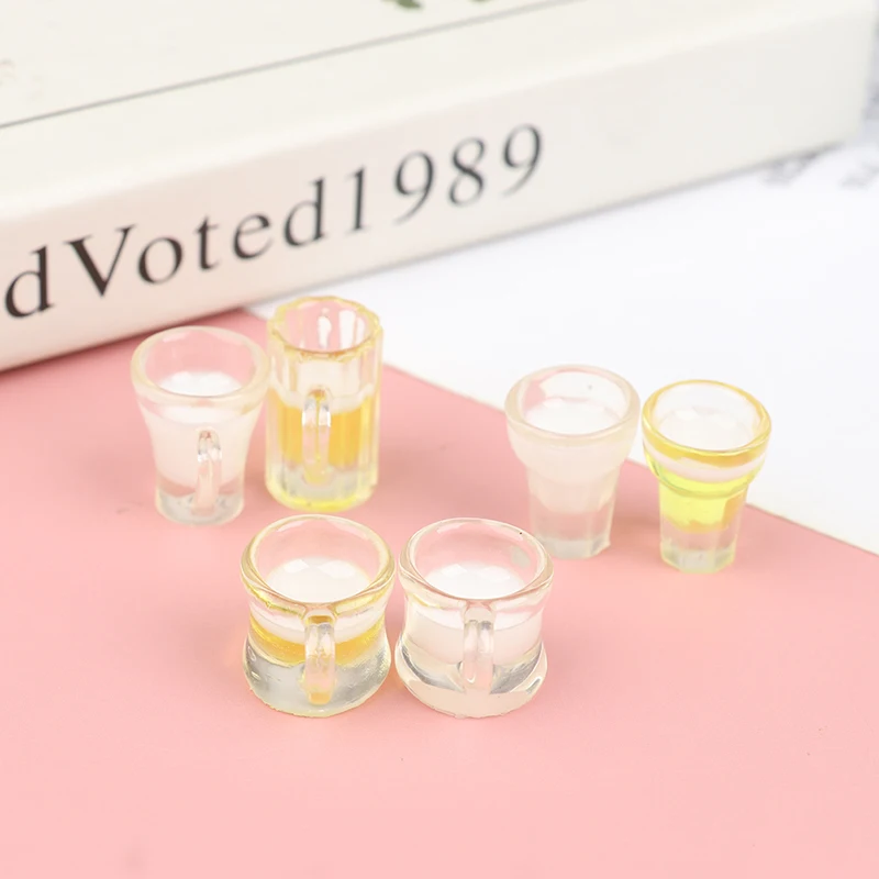 

5 шт. 1/12 миниатюрная резиновая пивная кружка для кукольного домика, модель молочной чашки, декоративные игрушки, украшение для кукольного до...