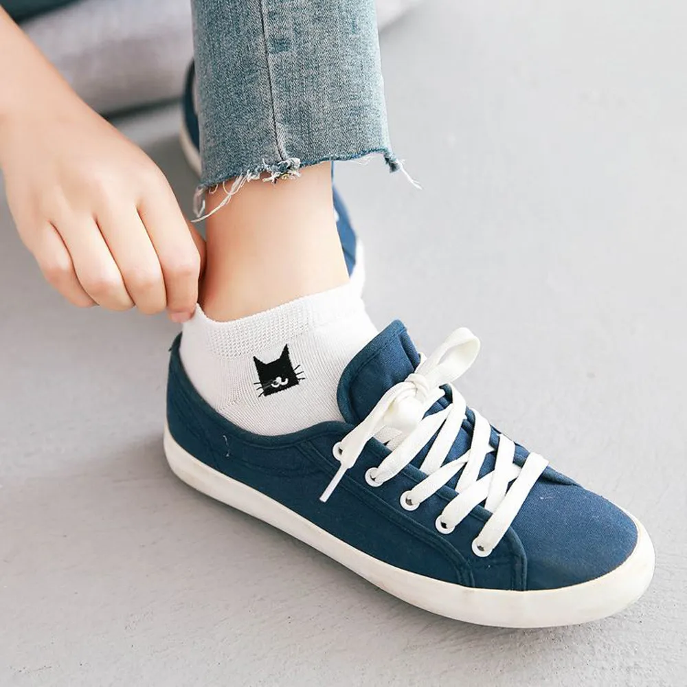 Женские хлопковые носки креативные забавные с вышивкой кота|Носки| |