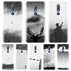 Мягкий чехол для телефона Nokia 3,2 4,2 силиконовый черный белый художественный Ретро чехол-накладка с оленем облаком лесом для Nokia 2,1 3,1 5,1 6,1 7,1 Plus