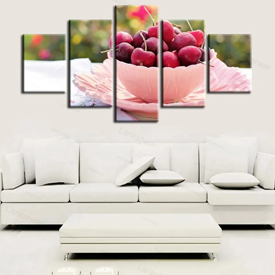 Настенная картина модульные картины с рамкой 5 панелей вкусные фрукты пейзаж