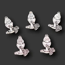 10pcs Silver Plated JHS Charm Wine Holy Grail Metal Pendant Vintage Earring Bracelet DIY Jewelry Handicraft Making 29*20mm A2297