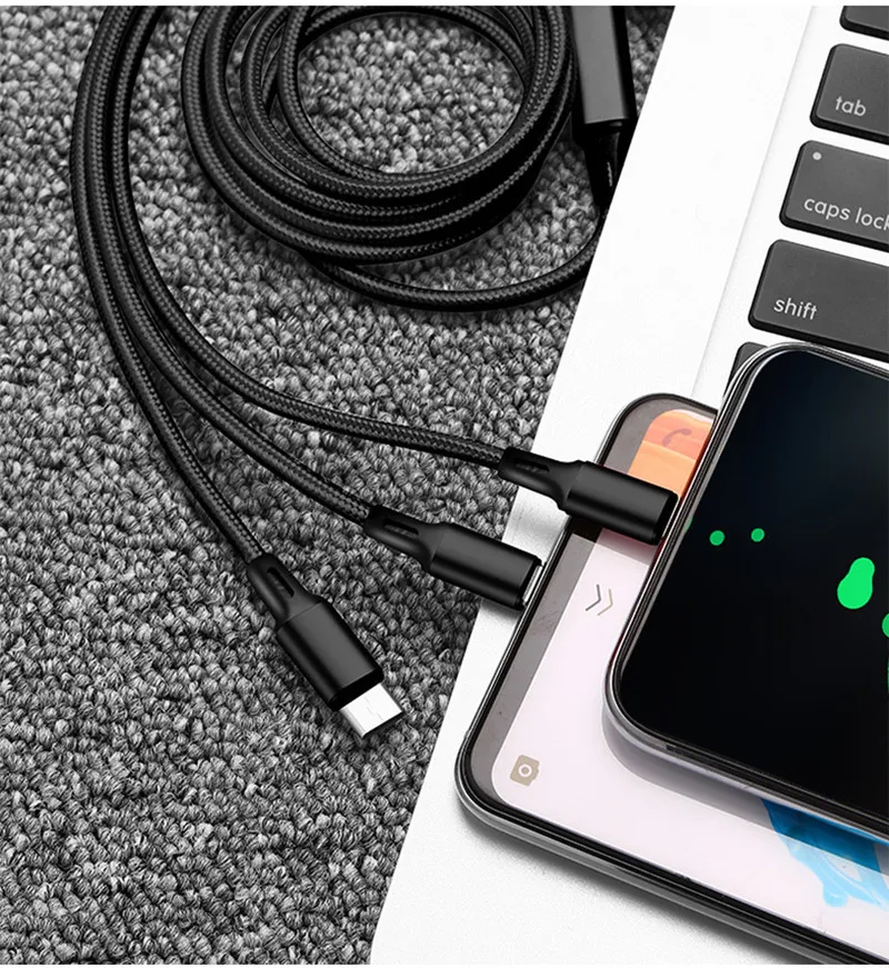 3 in 1 type c micro usb multi charger cable for xiaomi redmi note 5 samsung a60 s9 s8 mobile phone usb cord usb c charging cabel free global shipping