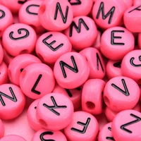 pink black round shape acrylic 47mm mixed letters beads for make bracelet necklace jewelry accessories