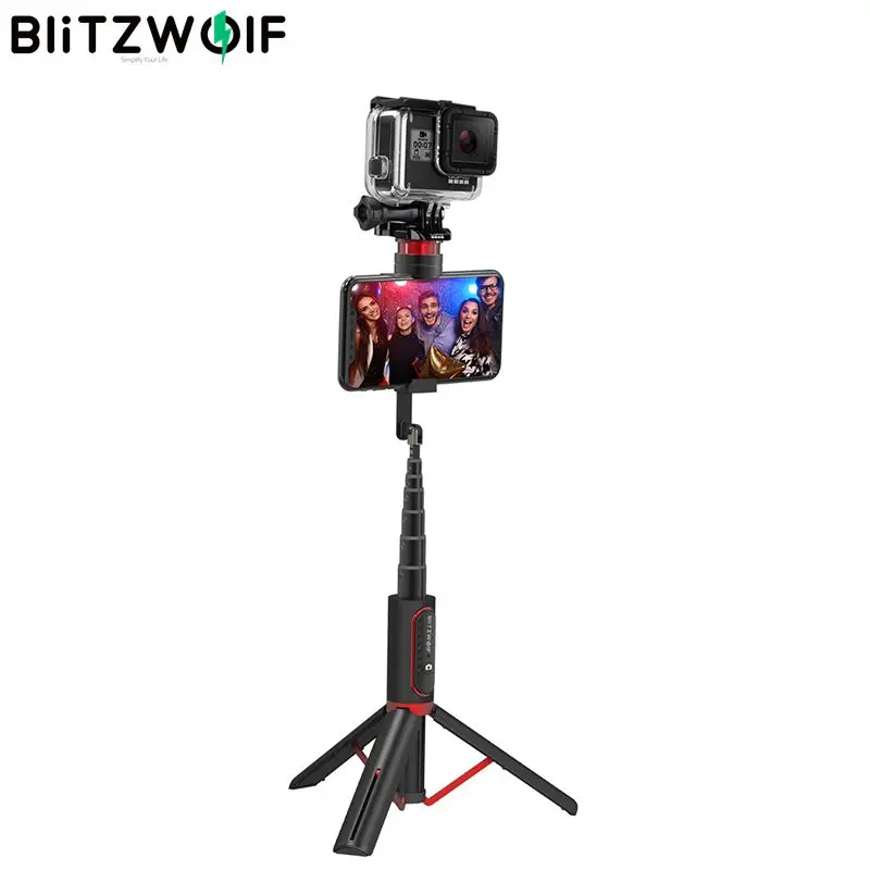 BlitzWolf BW-BS10 S порт все в одном портативный bluetooth штатив селфи палка монопод с 1/4 винтом порт для Gopro 7 6 5 S порт s