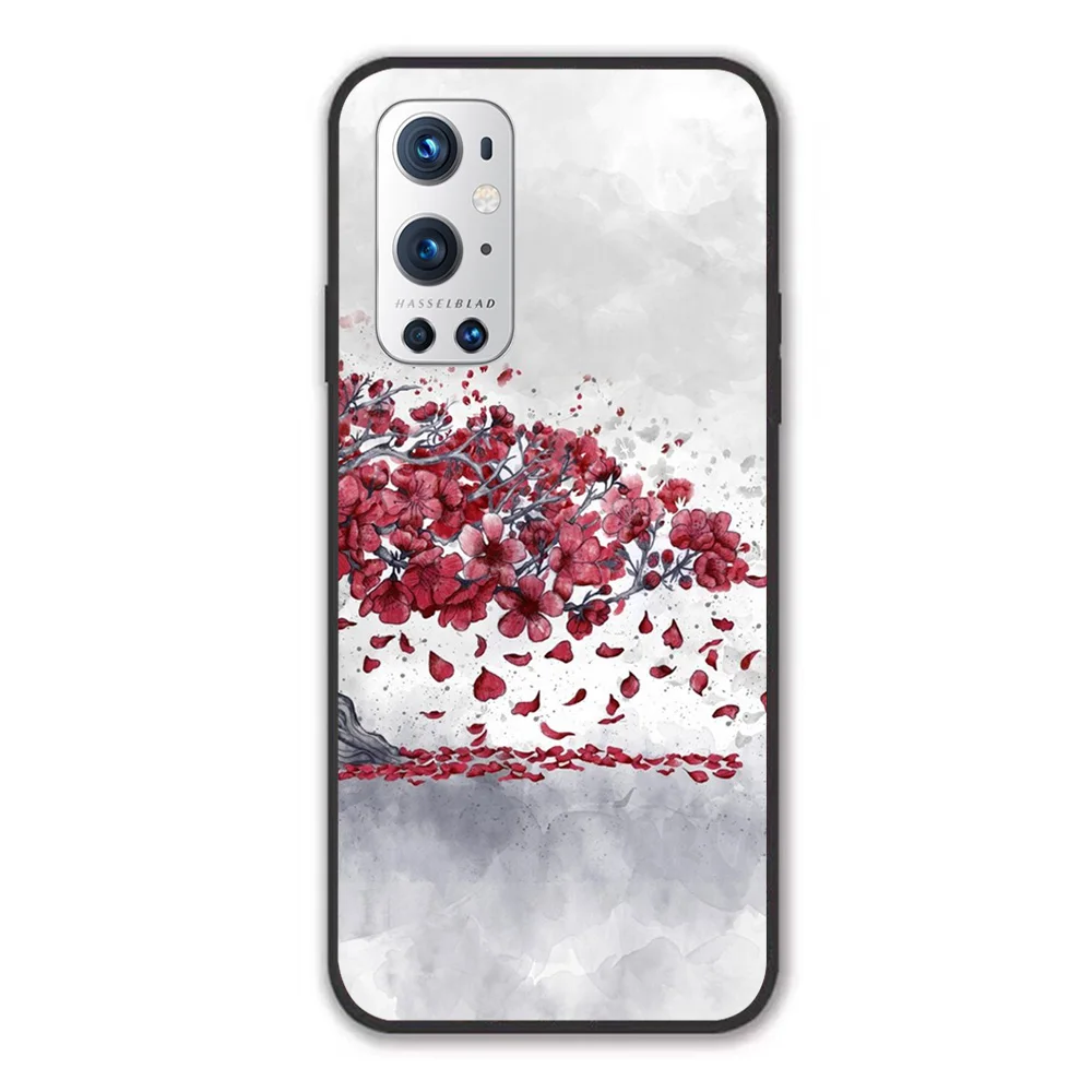 

For OnePlus Cherry blossom - Sakura Soft TPU Border OnePlus 7 7T 7Pro 8 8T 8Pro 9 9Pro Case