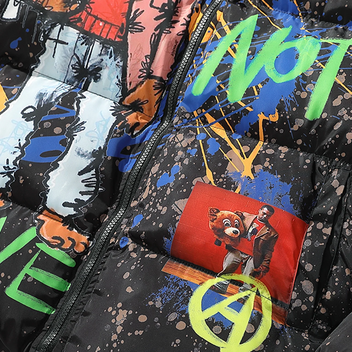

Hip Hop Cartoon Graffiti Jacket Parka Men Harajuku Streetwear Windbreaker 2020 Winter Vintage Casual Padded Coats Outwear Male