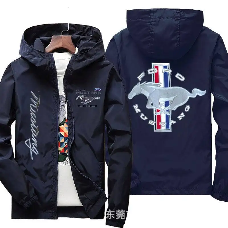

Весна 2021, Мужская мотоциклетная куртка с логотипом машины MUSTANG, Повседневная ветровка, Спортивная тонкая куртка на молнии, Солнцезащитная т...