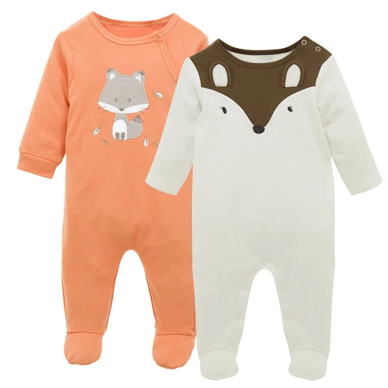 

SAILEROAD 2ps/Set Baby Girl Cute Kawaii Fox Pajamas For Girls Baby Onesies Newborn Footed Pijama Infantil Infant Cotton Jumpsuit