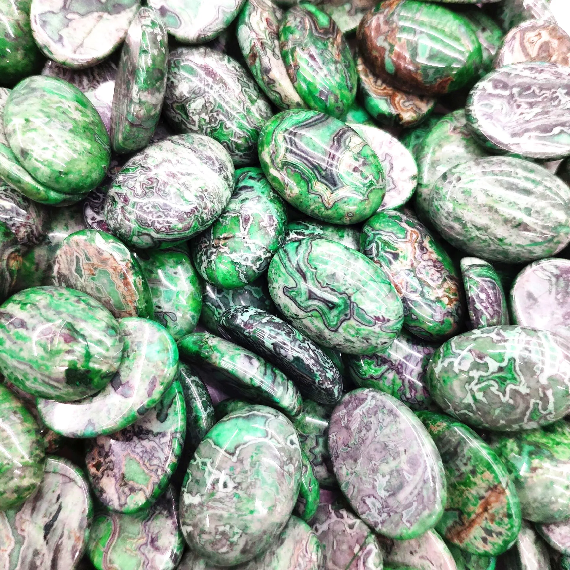 

30Pcs 25x18x6mm Wholesale Delicate Green Crazy Lace Agate Oval Cab Cabochon DIY Jewelry Accessories S16