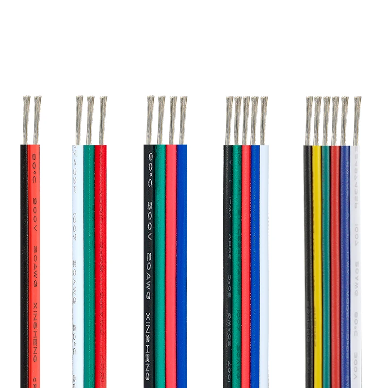 3-контактный провод 10 м, 2, 4, 5, 6-жильный кабель 22AWG, соединительный кабель из луженой меди JST, электрические провода для светодиодной ленты WS2812B RGBW 5050 - изображение