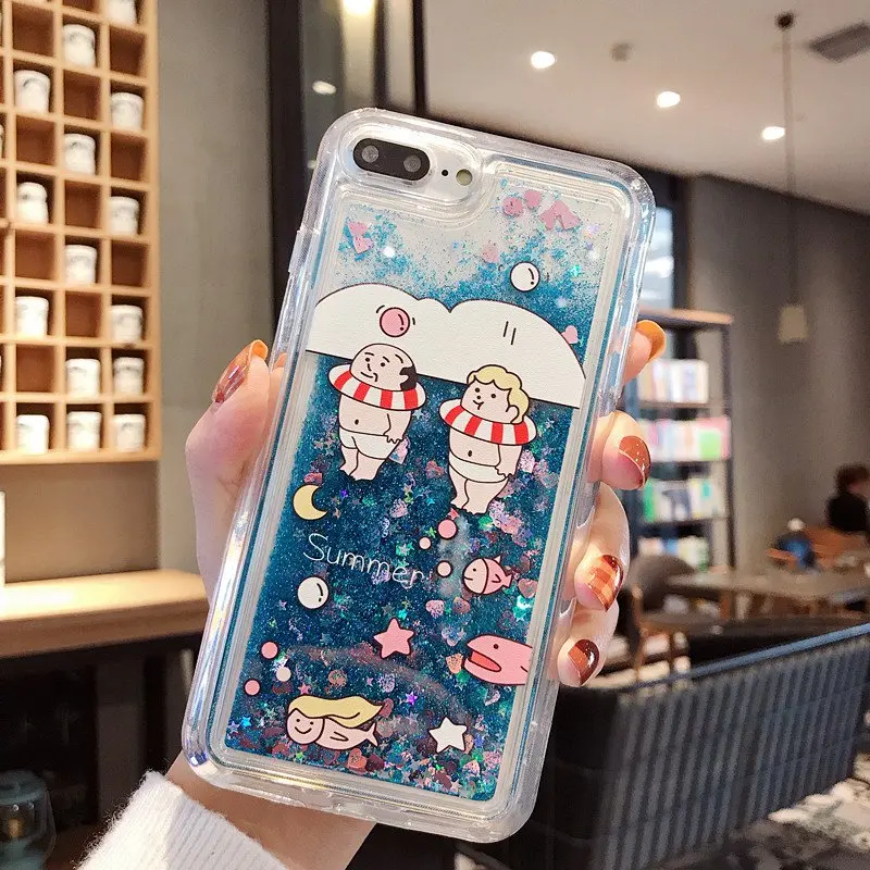 Жидкий чехол с изображением дельфина единорога для Xiaomi Redmi 7A K20 Pro блестящий